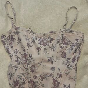 White Fox Floral Corset Top light pink and purple